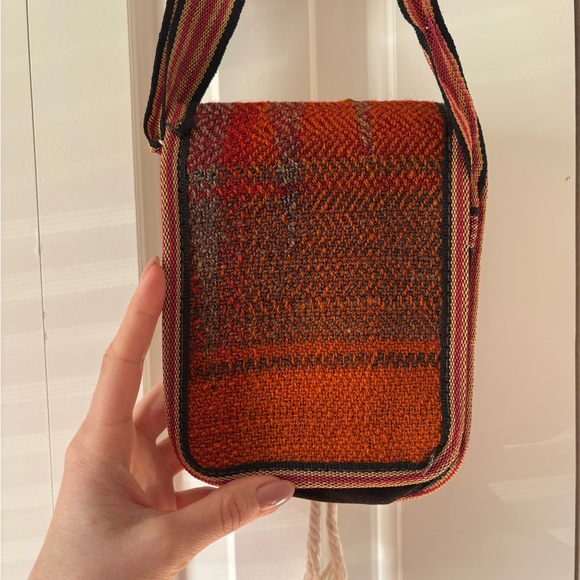 Woven Red Crossbody Bag with Decorative Knot - Picture 6 of 11